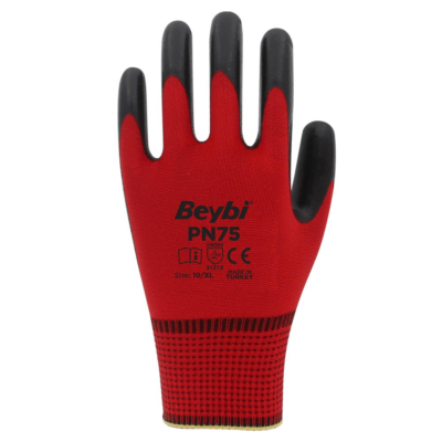Beybi PN75 Polyester Örme Nitril Eldiven - İş Güvenliği ve Konfor