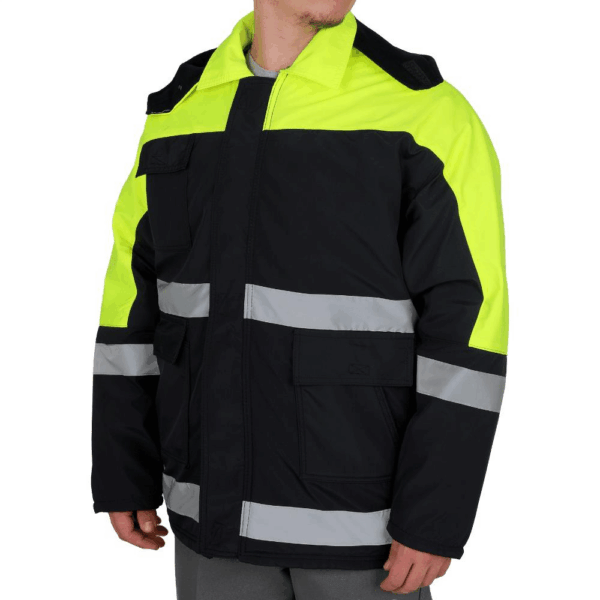 Bondit Reflektörlü Kaban Sarı Lacivert - Fleto Cepli İş Güvenliği Montu