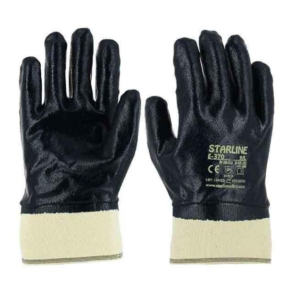 Starline E-370 Tam Mavi Nitril Kaplı Ağır İş ve Petrolcü Eldiveni - Dayanıklı ve Güvenli KKD