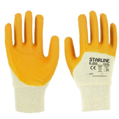 Starline E-203 3/4 Sarı Nitril Kaplı Pamuk İş Eldiveni 2121X - Yüksek Koruma ve Konfor