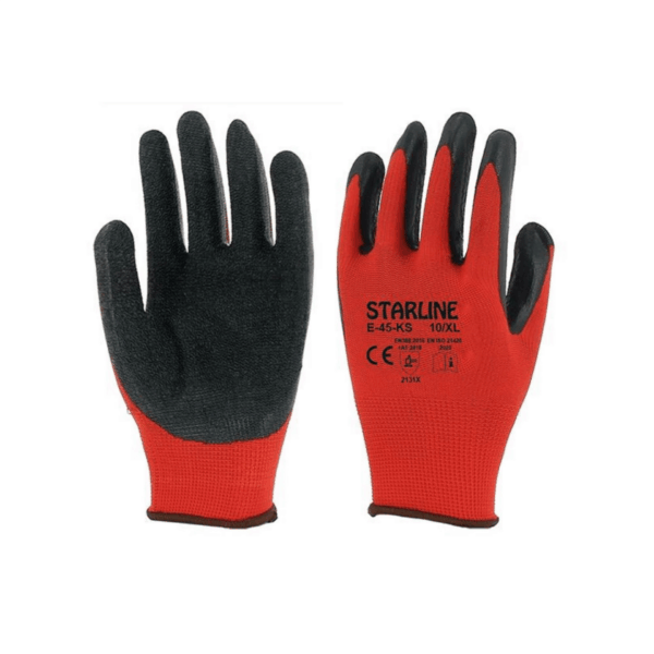Starline E-45-KS 1/2 Lateks Kaplı Polyester Astarlı İş Eldiveni EN388-2131X