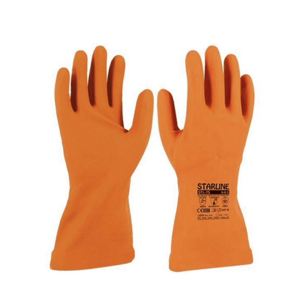 Starline STL-75 Doğal Kauçuk Kimyasal Eldiven Kalınlık : 075mm Uzunluk : 300mm EN388-2020X EN ISO 374-1 AKLMNPST EN374-5