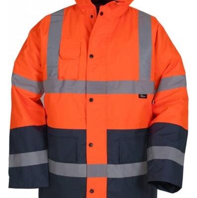 Vızwell VWJK05 300D Oxford Reflektörlü İçi Kapitoneli Parka - Turuncu/Lacivert